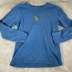 Life Is Good Girls 7-8 "Friend Request" Dog Tee Sh